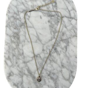 Kendra Scott  Platinum Drusy Kiri Teardrop Pendant Gold chain